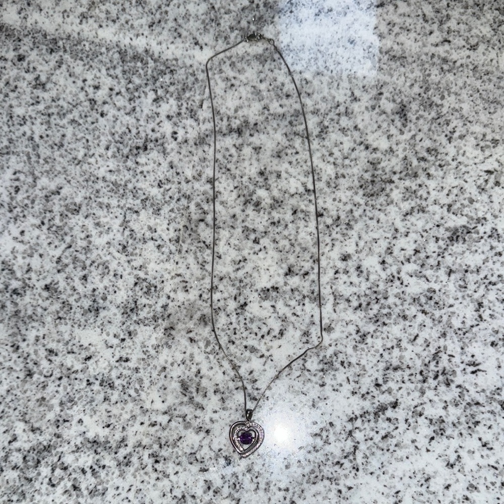 Kay Jewelers Silver and Purple Necklace with Elegant Pendant